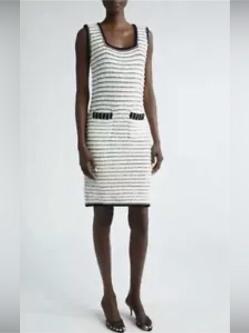 St. John Knit Tweed Stripe Sheath Dress L NWT Career Business Designer $1295